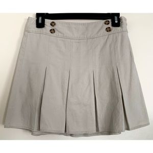 Beige Pleated Buttoned Skirt